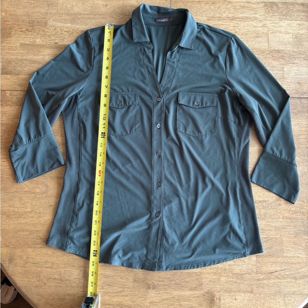 J. McLaughlin Olive Green Shirt - Picture 2 of 5